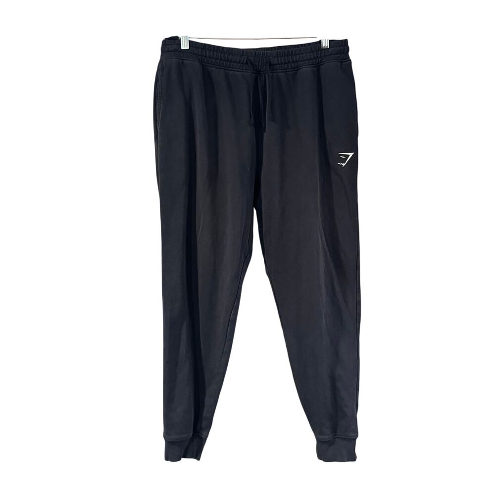 Gymshark Joggers Menβs XL Black Cotton Blend Drawstring Sweatpants Cuffed
